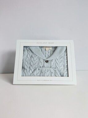 ELEGANT BABY Blue Cardigan Sweater and Hat Set Size 6-9 Months NEW NIB